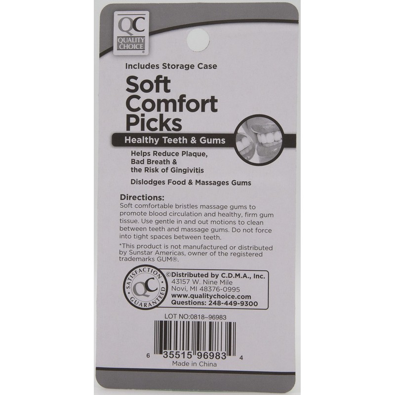 Quality Choice Soft Comfort Dental Picks for Teeth & Gums,