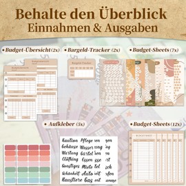 FUHOMI A6 Binder Budget Planner German - Saving Challenge Budget Planner, Financial Planner Household Book, Money Organiser, Savings Book for Money with Envelope Method