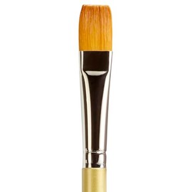 KINGART Premium Original Gold 9300A-14 Flat Shader Series Artist Brush, Golden Taklon Synthetic Hair, Short Acrylic Handle, for Acrylic, Watercolor, Oil and Gouache Painting, Size 14