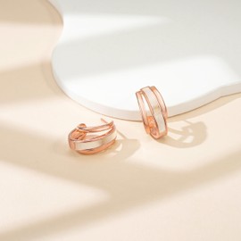 immobird Women's Pink Gold "Dream Shell" Earrings, 18K Gold Seashell, Hypoallergenic, Openwork Carved Earrings, Pink, Cute, Small, Mini, Elegant, Stylish, Anniversary, Mother's Day, Gift