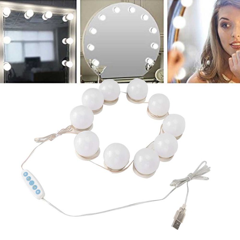 10Pcs USB LED 5 Color Temperature Light Bulb for Makeup