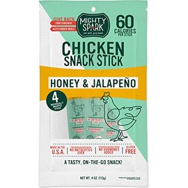 Mighty Spark Food Co Honey Jalapeno Chicken Snack Stick, 4 Ounce -- 8 per case.