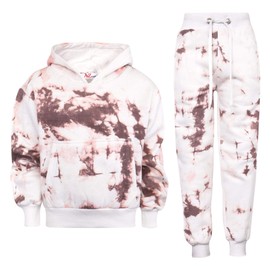 A2Z 4 Kids Cropped Black Tie Dye Tracksuit Set Hoodie Cuffed Jogging - T.S Crop 311 Rust 11-12