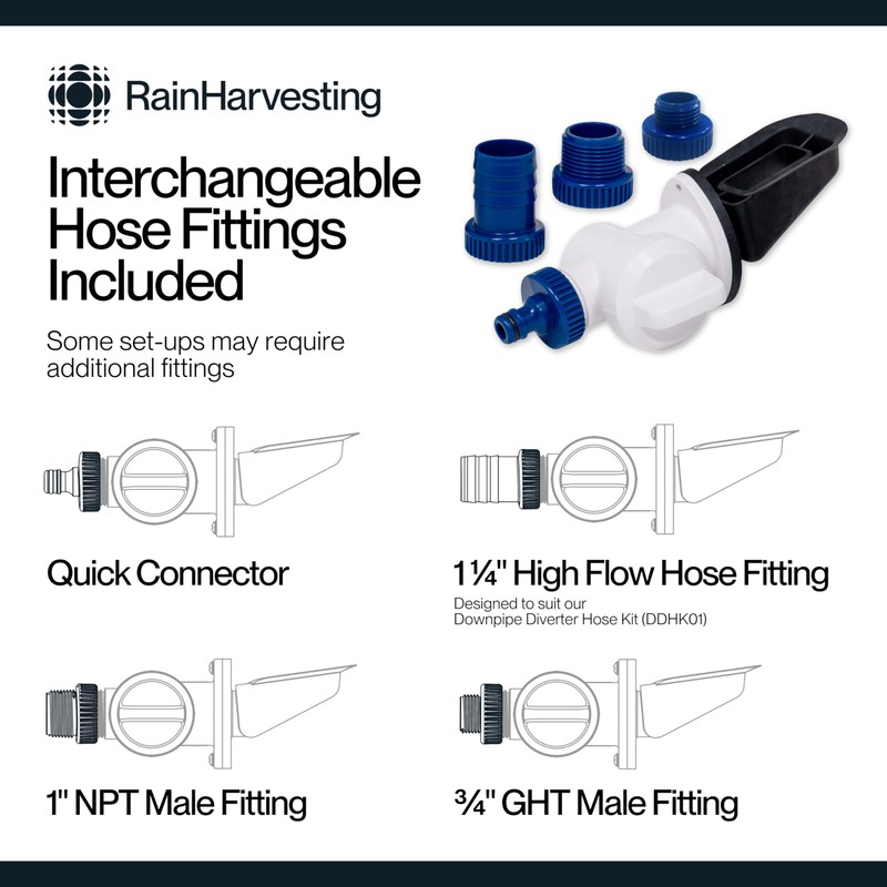 Rain Harvesting QuickFit Diverter, Rectangular Downspout Diverter for Rain Water