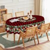 Horaldaily Christmas Tablecloth 60×84 Inch Oval, Christmas Ball Ornaments Red