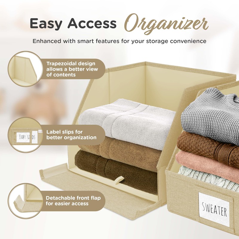 VIVIDECOR Trapezoid Storage Bins – 3-Pack Closet Shelf Organizer &