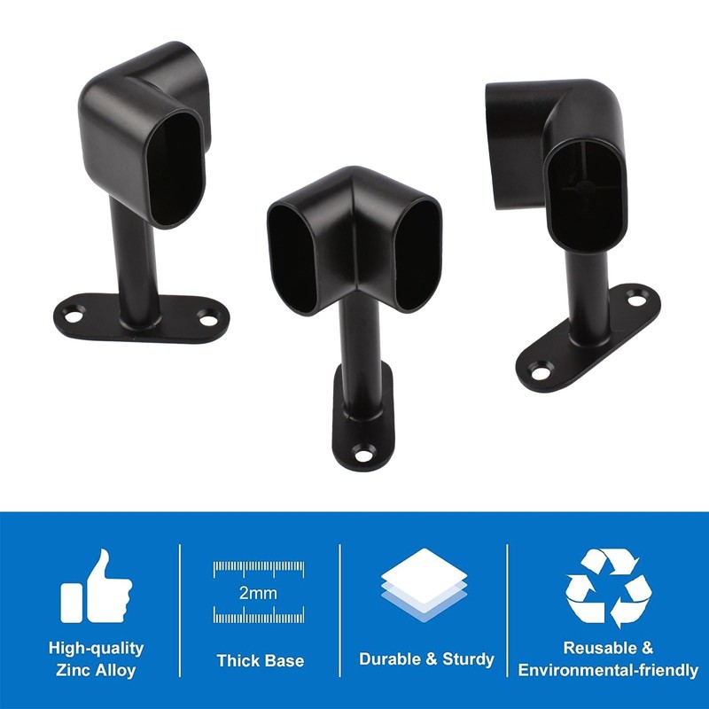 INCREWAY Pack of 2 Oval Corner Closet Rod Support Bracket