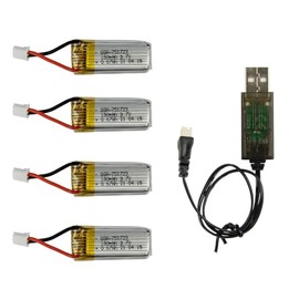Cheerwing USB Charger & 4pcs 3.7V 180mAh Rechargeable Lipo Battery for Cheerwing UDIRC CW10 U46S Drone