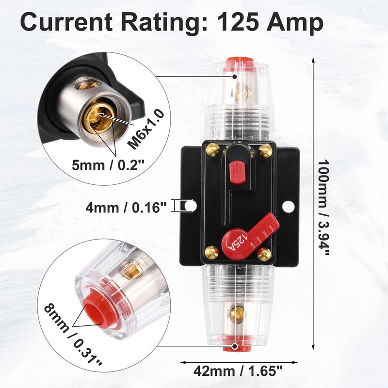 X AUTOHAUX 1 Set DC 12V- 48V 125Amp Circuit Breaker