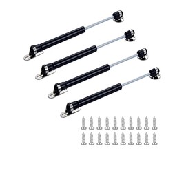 200N/45 lb 6 inch Length Gas Support Cabinet Hinged Safety Lift Support, Soft Open and Lower Cover Support and Cushioning Telescopic Cabinet Door Rubber Head Gas Spring Support Black - (4 Pcs)