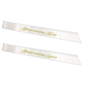 RibbonsNow Homecoming King and Homecoming Queen Sash Set (White) – Made in The USA
