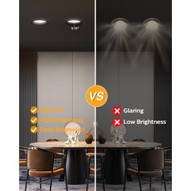 Adetu 4 Inch Anti-Glare LED Downlight,Dimmable Ceiling Light with 5CCT Reset,Selectable from 2700K to 5000K - 12W 1080LM, ETL Certified (Black, 1 Pack Round)