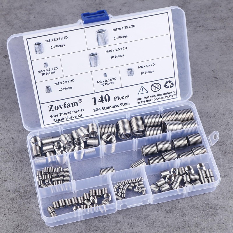 Wire Screw Sleeve Thread Repair Inserts Assortment Kit 304 Stainless