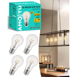 AMDTU Vintage Edison 4W LED Bulb E26 Base Clear Dimmable 40 Watt A19 Incandescent Light 2700k Soft Warm White Glow Perfect for Rustic Decor and Antique Style Lighting