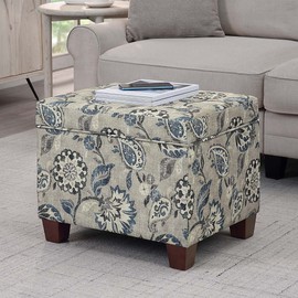 Convenience Concepts Madison Storage Ottoman, Gray Flora Fabric