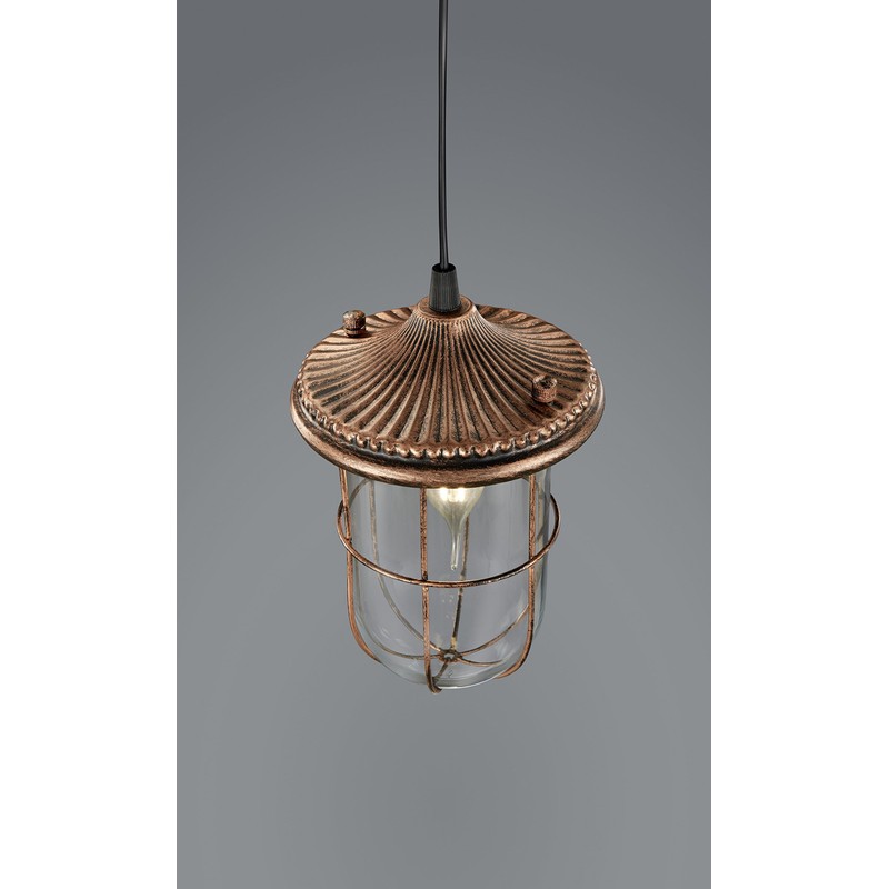 Trio Leuchten Birte 303800162 LED Pendant Light Antique Copper Metal
