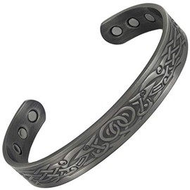 Stargems MAGNETIC PURE COPPER BRACELET BANGLE MENS WOMENS 6 MAGNETS HIGH STRENGTH CELTIC BAND VIKING DESIGN LADIES WRIST + VELVET GIFT POUCH