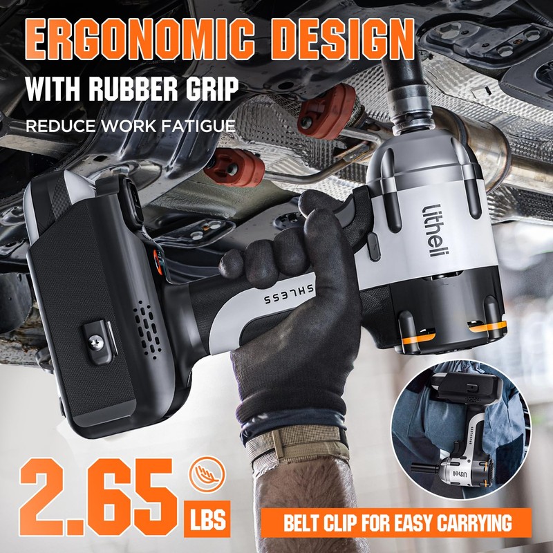 Litheli Cordless Impact Wrench, 1/2 Inch Hog Ring Brushless Impact
