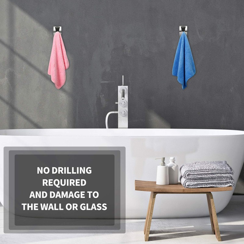 Boao 4 Pieces Self Adhesive Hand Towel Hook Holder Grabber
