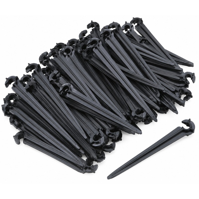Drip Irrigation Support Stakes for 4/7mm Tubing – 50-Piece C-Shaped