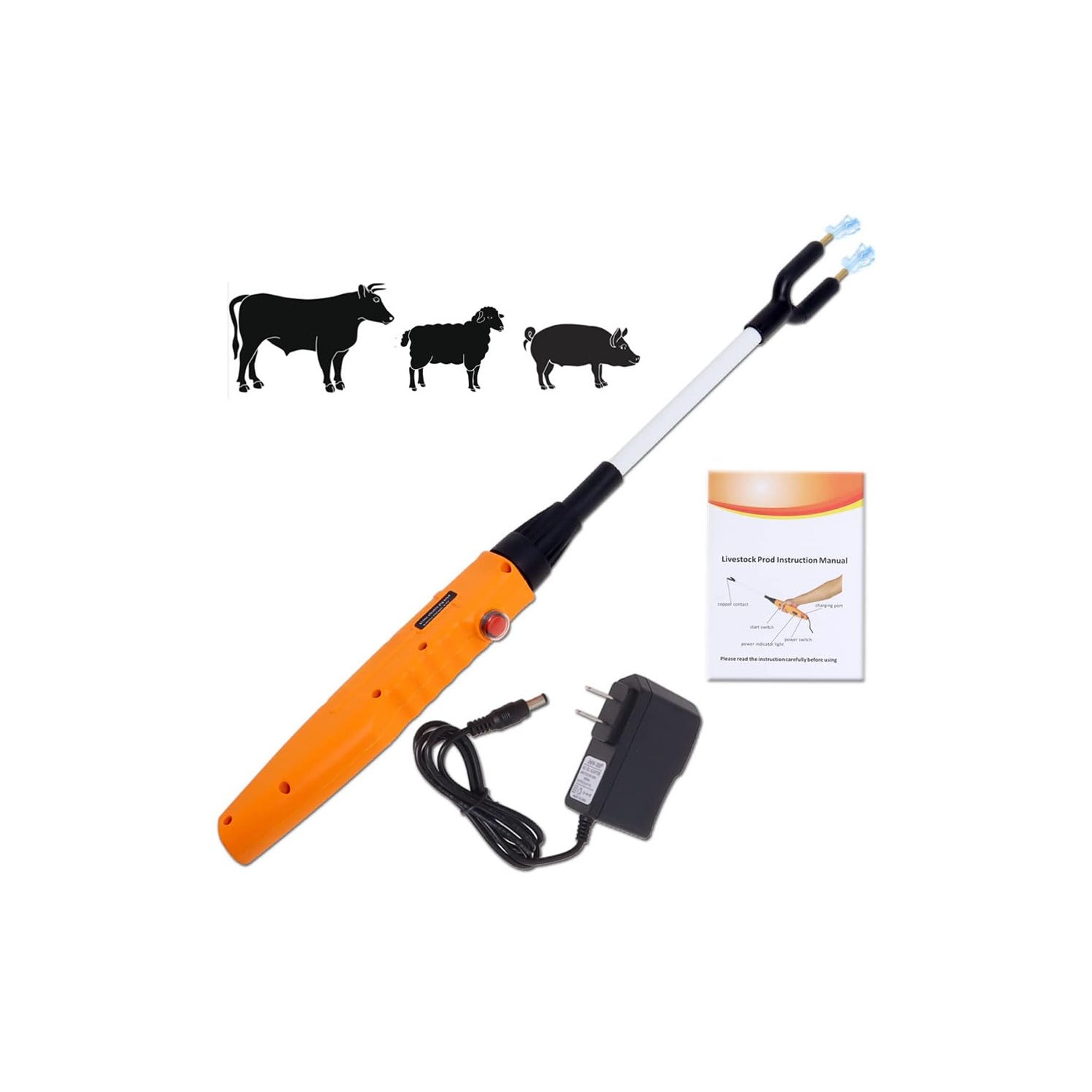 Electric Cattle Prod 26inch (66cm), Rechargeable Safety Animal Prod Hot ...