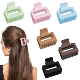 6 Pack Claw Clips Hair Clips for Women Girls Medium Rectangle 2 Inch Small Hair Clips for Thin or Medium Thick Hair