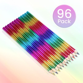 Lemecima 96 Pieces Rainbow Color Pencils 4 in 1 Rainbow Pencils Wooden Colored Pencils Multi Colored Pencil for Kids Home Office School Classroom Supplies