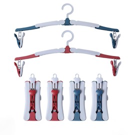 AIBLE Travel Hangers,Travel Essentials,Travel Hangers Foldable for Suitcase,4-Pack in Two Colors（Blue，Pink）