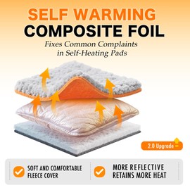 Self Warming Pet Bed for Cats & Dogs, Heated Pet Mat, 2.0 Upgraded Dual-Layer Thermal Foil Heating Pad, Plush Self-Heating Bed for Crate, Floor, with Removable Washable Cover, Non-Slip, Gray, 18"x27"