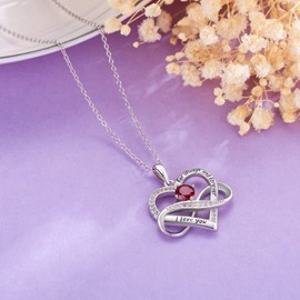 Billie Bijoux Infinity Love Heart Pendant Necklaces for Women 925 Sterling Silver Birthstone Necklace Birthday Jewelry Gifts for Women