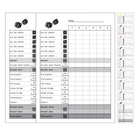 DiceCupFlex Dice Game Pad DIN A6 with 50 Pages Dice Pad, Game Pad, Replacement Block Design (Pack of 2, Black)