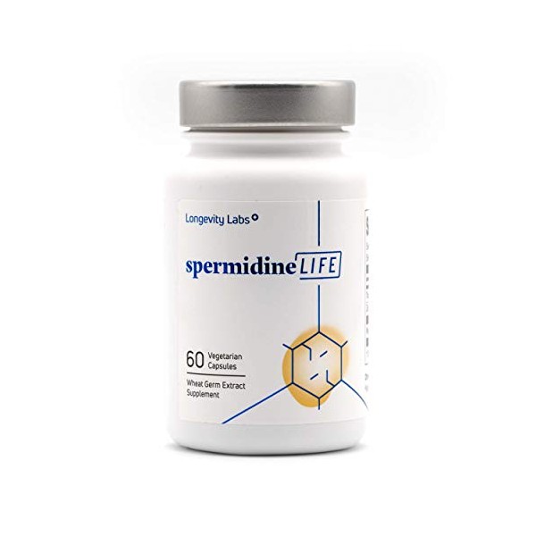 spermidineLIFE Natural Supplement, Plant-Based, Wheat Germ Extract with High Spermidine Content and Zinc for Cell Renewal, Vegan-Friendly, 60 capsules