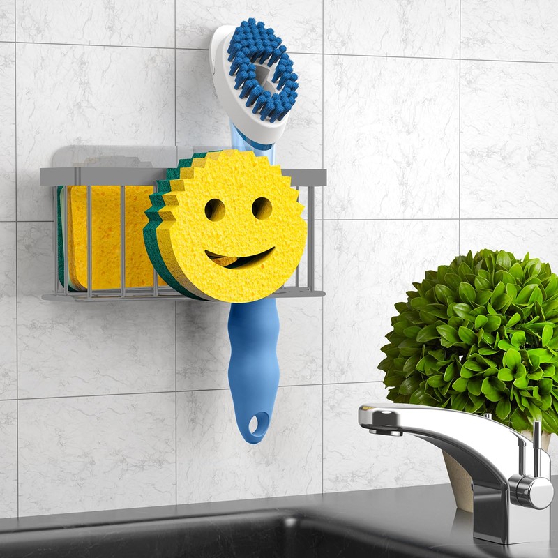 MURLONG Sponge Holder Smiley Face,Sink Caddy for Kitchen Sink,Sponge Holder