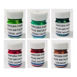 La Brujita Wax Pintura Para Velas Metálica Base Agua 6 Botes De 20 Ml