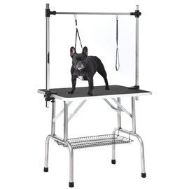 Acosure 36" Professional Dog Pet Grooming Table,with Waterproof Plywood Top,Adjustable Heavy Duty Portable Pets Desk,w/Arm/Noose/Mesh Tray,Maximum Capacity Up to 330LB,Stainless Steel Black