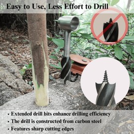 Jiffy2NE1 Bushcraft Auger, Survival Multitool Kit with Scotch Eye Wood Auger and Foldable Saw, Settlers Wrench for Wood Drilling and Peg Making, Bushcraft Tools and Gears for Camping, Outdoor