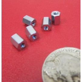 Basic Zinc Plate Steel Female Threaded Standoff, 3/16" Hex, 1/4" Length, 2-56 FT 12pcs