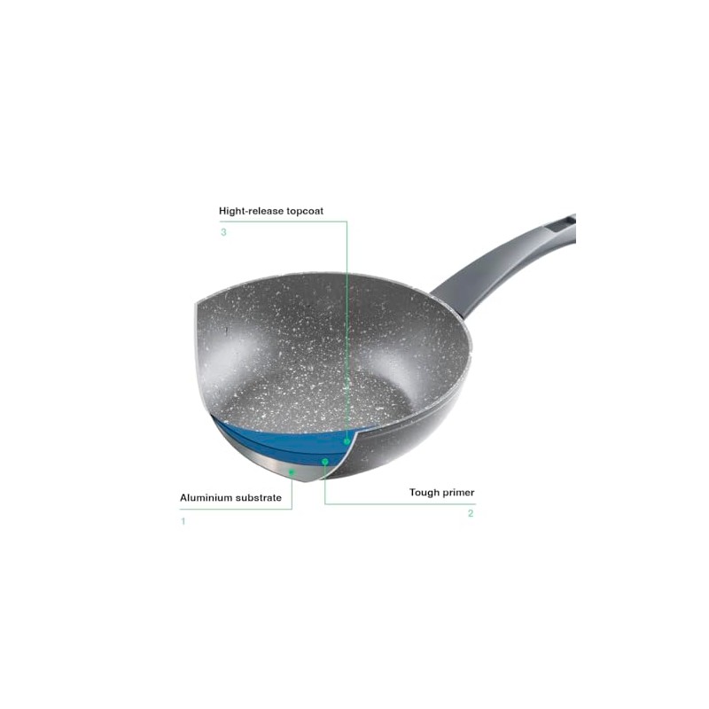 Zanetti - Durapietra Induction Wok Pan, 20 cm, Non-Stick Coating,