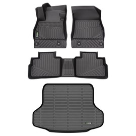 HAFIDI® Floor Mats & Cargo Liner Set Fit for Nissan Sentra 2020-2024 2025 All Weather Protection TPE Anti-Slip Automotive Full Set Floor Liners Custom Accessories - Black