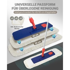 Prieser Set of 1 Professional Cotton Floor Mop 40 cm with Outer Fringes - Mop Cover for Effective Commercial & Home Cleaning - Floor Mop Cover Durable & Washable