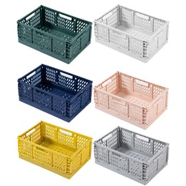 EURXLQ Pack of 6 Folding Boxes, 43 x 29 x 17 cm, Folding Box Baskets, Storage, Collapsible, Portable Storage Boxes, Colourful Storage Boxes, Suitable for Kitchen, Bathroom, Office, Bedroom, Classroom,