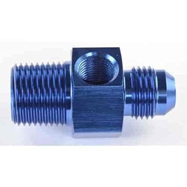 Fuel Pressure Adapter Fitting | -6 AN Male To 3/8 “ NPT Male | Aircraft Grade Aluminum | 1/8" NPT Port | Anodized Blue | 1 Per Package