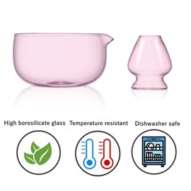 Pink Matcha Set Whisk, matcha Bowl with Spout,Glass Bow Matcha Cup for Iced Coffee Matcha Latte,Sifter,Bamboo Whisk Holder,Scoop 6pcs Cute Matcha Kit Japanese Tea Set Ceremonial Gifts