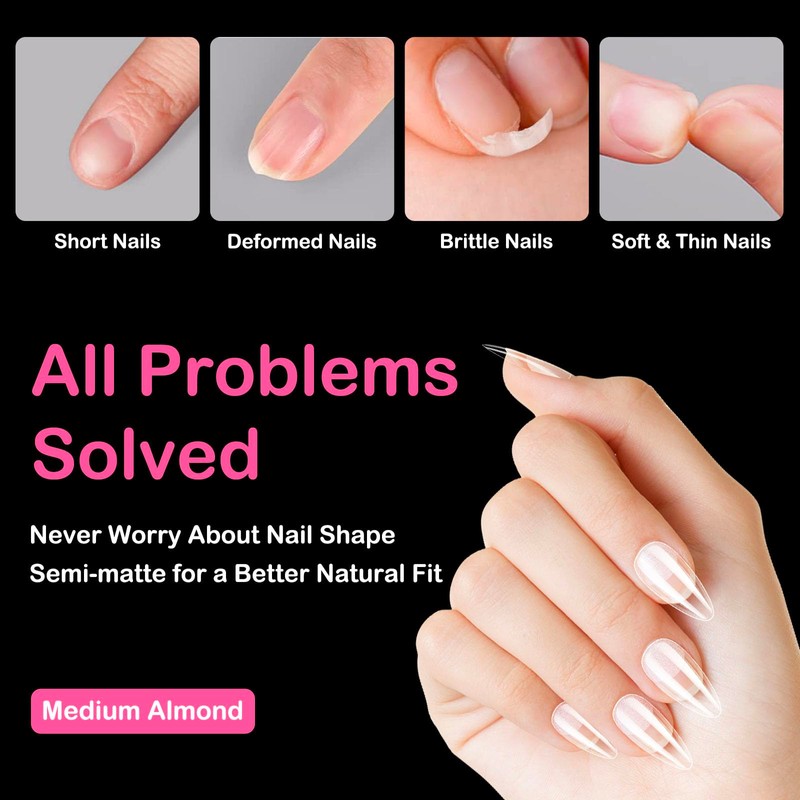 Nail Tips, Almond, Pack of 550 Tips for Gel Nails,