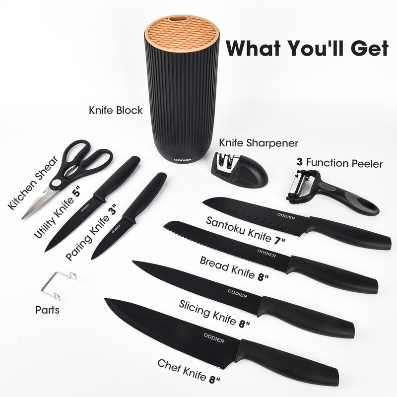 Knife Set, 10 Piece Kitchen Knife Set with Block and