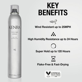 Kenra Professional Volume Spray 25 50% | Super Hold Finishing & Styling Hairspray | Flake-free & Fast-drying | Wind & Humidity Resistance | All Hair Types | 16 oz (2-Pack)