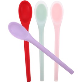 POPETPOP 4 piezas Cucharas de Silicona para Comer y Mezclar Utensilios de Cocina Compactos y Resistentes Aptas para Adultos Mayores y Uso Diario Reutilizable