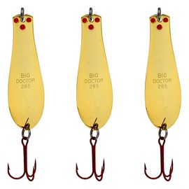 Doctor Spoons Trolling Series - Walleye, Trout, Salmon, Pike, Bass, & More - Saltwater & Freshwater - Jigging Fishing - Premium Eagle Claw Hooks - Comes in 3 Sizes & Weights - Yellow Bird 3 Pack