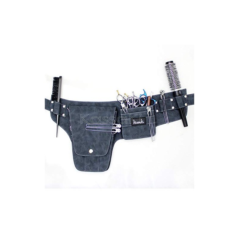 Hairdressing Scissor Bag Hip Holster Pouch Kassaki Blue Denim Look