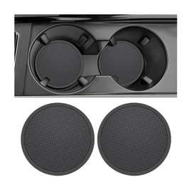 Adunsiaoto 2 Stück Schwarz Auto Untersetzer, Universell Silikon Anti-Rutsch Untersetzer Pad, Silikon Anti-Rutsch-Auto-Tassenhalter-Matten Für Männer Frauen(68mm)